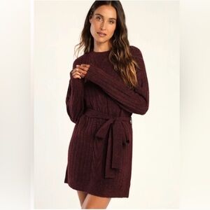 Lulu's Deep Burgundy Crew Neck Sweater